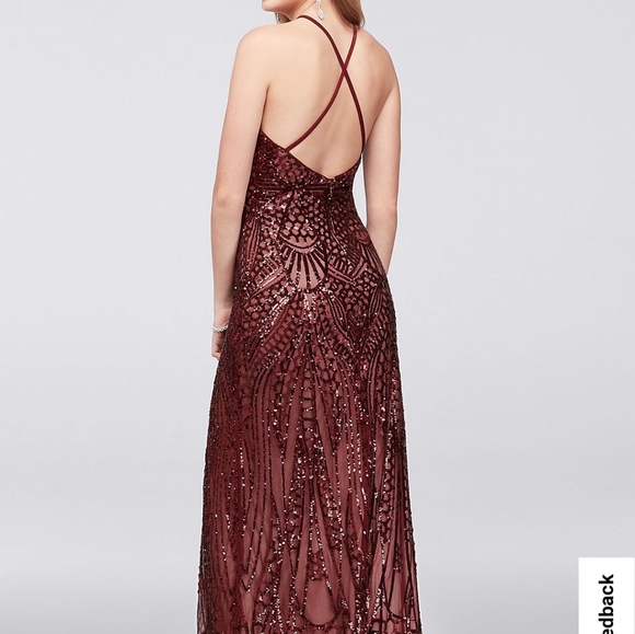 NW Nightway Sequined High Neck Backless Prom Dress - Picture 4 of 15